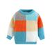 ASFGIMUJ Baby Boy Sweater Baby Unisex Cotton Knit Sweater Autumn Patchwork Long Sleeve Tops Pullover Sweater Clothes Knitted Sweater Orange 3 Years-4 Years