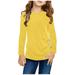Meuva Kids Girls Casual Tunic Tops Knot Front Button Long Sleeve Casual Loose Crewneck Blouse T-Shirt Tee Cute Girls Clothes Big Tall Top Shirts for Kid