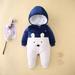 Daqian Baby Girl Clothes Clearance Toddler Baby Boys Girls Color Plush Cute Winter Thick Keep Warm Jumpsuit Romper Toddler Girl Clothes Clearance Navy 12-18 Months