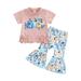 Ykohkofe Girls Suit Small And Medium Sized Girls Tassel Top Cartoon Pumpkin Bell Bottoms Suit Baby Outfits Baby Bodysuit Take Home Outfit baby clothes