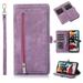 Flip Case Cover for Google Pixel 8 Case Multi-Card Zipper Wallet Phone Case Leather Folio Flip Wallet Magnetic Wallet Case Phone Cover Case for Google Pixel 8 Back Cover Purple