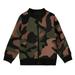 IROINNID Jacket for Toddler Boys Camouflage Long Sleeves Zipper Casual Jacket with Pocket Brown