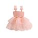 TheFound Girls A-line Dress Sleeveless Bow Tulle Patchwork Party Dress