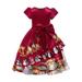 Bjutir Cute Dresses For Girls Toddler Kids Cute Christmas Cartoon Prints Bowknot Princess Dress