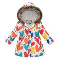 IROINNID Winter Coat for Kids Floral Print Thick Zipper Jacket Warm Windproof Hooded Coat Outerwear Multicolor