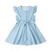 Fattazi Toddler Kids Baby Girls Summer Casual Sleeveless Round Neck Blue Striped A Line Dress Party Princess Dress Clothes