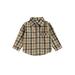 Huakaishijie Kids Boys Shirts Plaid Long Sleeve Turn-Down Collar Toddler Tops