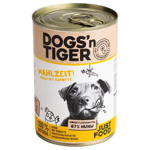 Sparpaket: 12x400g Dogs'n Tiger Adult Huhn & Karotte Hundefutter nass