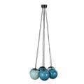 Suspension 7 globes en verre bleu opaline