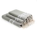 Set bain, 1 fouta + 2 serviettes coton 100x200 vert olive