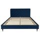 Lit avec matelas 2 places en velours bleu nuit 140x190