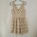 J. Crew Dresses | J Crew Gold Striped Sleeveless Skater Dress Size 10 | Color: Cream/Gold | Size: 10