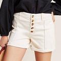 Anthropologie Shorts | Anthropologie Pilcro Slim Boyfriend High Rise Button Fly Shorts Size 29 | Color: Cream | Size: 29