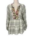 Anthropologie Tops | Anthropologie By Anthropologie Plaid Mixed Print Wool Blend Babydoll Top Small | Color: Black/Cream | Size: S