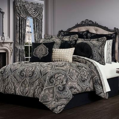 Davinci Comforter Set Black, Queen, Black