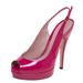 Gucci Shoes | Gucci Magenta Patent Leather Peep-Toe Platform Slingback Pumps Size 38 | Color: Purple | Size: 38