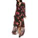 Anthropologie Dresses | Hutch By Anthropologie Valentina Floral Wrap Maxi Dress | Color: Black/Red | Size: S