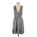 Divided by H&M Cocktail Dress - A-Line V Neck Sleeveless: Silver Dresses - Women's Size 4