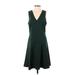 Adelyn Rae Casual Dress - A-Line V Neck Sleeveless: Green Print Dresses - Women's Size Small