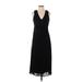 Just... Taylor Casual Dress - Midi V Neck Sleeveless: Black Solid Dresses - Women's Size 2