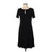 White House Black Market Casual Dress - A-Line Keyhole Short sleeves: Black Print Dresses - Women's Size Small
