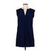 Amanda U. Casual Dress - Shift: Blue Solid Dresses - Women's Size X-Small