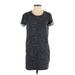 Gap Casual Dress - Mini Scoop Neck Short sleeves: Gray Marled Dresses - Women's Size X-Small
