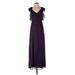 Azazie Cocktail Dress - A-Line V Neck Sleeveless: Purple Print Dresses - Women's Size 4