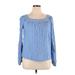 LC Lauren Conrad Long Sleeve Blouse: Blue Tops - Women's Size X-Large