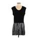 BCBGMAXAZRIA Casual Dress - Mini Scoop Neck Short sleeves: Black Print Dresses - New - Women's Size 4