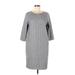 Uniqlo Casual Dress - Shift Crew Neck 3/4 sleeves: Gray Color Block Dresses - Women's Size Medium