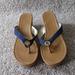 American Eagle Outfitters Shoes | American Eagle Cork Wedge Slide On Thong Sandals Women's 9.5 | Color: Blue | Size: 9.5