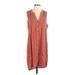 Knox Rose Casual Dress - Shift V Neck Sleeveless: Brown Print Dresses - Women's Size Small