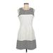 Madewell Cocktail Dress - A-Line Scoop Neck Sleeveless: White Color Block Dresses - Women's Size Medium