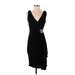 Badgley Mischka Cocktail Dress - Sheath V Neck Sleeveless: Black Solid Dresses - Women's Size 2