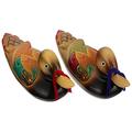 BESPORTBLE 2pcs Wooden Mandarin Duck Ornament Pair Mandarin Ducks Statue Hand Carved Duck Figurine Home Accents Wedding Gift for Love Fidelity Mixed Color