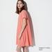 Women's Airism Cotton Short-Sleeve Mini Dress with Quick-Drying | Light Orange | Large | UNIQLO US