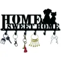 CIFVP Hook-Porte-clés mural décoratif en métal avec 6 crochets porte-manteau Sweet Home and Dogs
