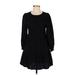 Old Navy Casual Dress - A-Line Crew Neck Long sleeves: Black Print Dresses - Women's Size X-Small