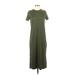 Capella Apparel Casual Dress - Midi Crew Neck Short sleeves: Green Print Dresses - Women's Size Small