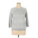 Croft & Barrow Pullover Sweater: Gray Color Block Tops - Women's Size X-Large