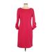 Karl Lagerfeld Paris Casual Dress - Sheath Scoop Neck 3/4 sleeves: Pink Print Dresses - Women's Size 8