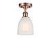 Rosecliff Heights Dunder 1-Light 5.75" Semi Flush Mount Glass in White/Brown | 13 H x 5.75 W x 5.75 D in | Wayfair 516-1C-AC-G441-LED