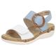 Sandale REMONTE Gr. 38, weiß (hellblau, weiß) Damen Schuhe Keilsandaletten Sommerschuh, Sandalette, Keilabsatz, mit praktischem Klettverschluss