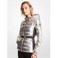 Belted Metallic Puffer Jacket