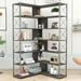 Latitude Run® Bogumila 7-Tier L-Shaped Corner Bookcase w/ Metal Frame in Gray/White | 70.9 H x 37.4 W x 37.4 D in | Wayfair