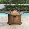 Loon Peak® Jacquet 30.5" H x 40" W Concrete Propane Outdoor Fire Pit Table Concrete in Brown | 30.5 H x 40 W x 40 D in | Wayfair