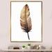 Bungalow Rose Brown Boho Feather On White Watercolor Framed On Canvas Print Metal in Blue/Orange | 32 H x 16 W x 1 D in | Wayfair