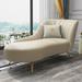 Everly Quinn Anacapo Faux Leather Chaise Lounge Faux Leather/Wood in White | 33.86 H x 29.92 W x 68.9 D in | Wayfair