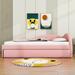 Red Barrel Studio® Daleigh PU Daybed w/ Twin Size Trundle Upholstered/Faux leather in Pink | 27 H x 42 W x 79 D in | Wayfair